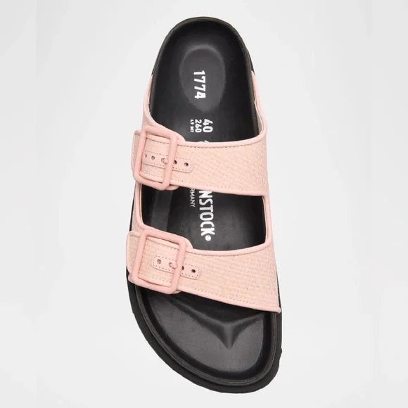 1774 BIRKENSTOCK Arizona Raffia Luxe Slide Sandal Chintz Rose Pink New NWT - Picture 9 of 17